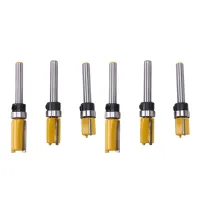 6Pcs 1/4 Inch Flush Trim Router Bit Pattern Bit Top &amp; Bottom Bearing 1/2 Inch Blade Template Edge Wood Trimmer Cutter