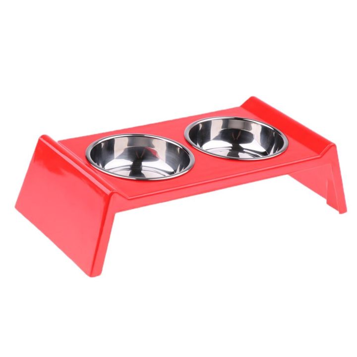 elevated-stainless-steel-double-pet-dog-bowl-feeding-station-raised-height-stand-to-relieve-neck-stress-keep-healthy