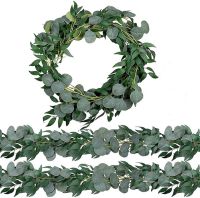 Artificial Eucalyptus Leaves Garland with Willow Vines Twigs Leaves for Wedding Party Table Runner Greenery Garland Indoor