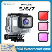 ⊕♝♟ เคสกันน้ำใต้น้ำ 60 ม. Fos GoPro Go Pro Hero 7 6 5 สีดำดำน้ำที่อยู่อาศัยป้องกันอุปกรณ์เสริมสำหรับกล้องแอคชั่นแคมเมรา