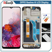 ของแท้สำหรับ Oppo Realme หน้าจอแสดงผล LCD Rmx2040 6i สัมผัสทำให้เป็นดิจิทัลประกอบสำหรับ6.5นิ้ว Oppo Realme 6i พร้อมที่เปลี่ยนกรอบกรอบหน้าจอ