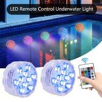 【LZ】♛✲  Luzes subaquáticas LED RGB Luzes submersíveis para piscina Luz flutuante remota Acessórios de natação a pilhas IP68Waterproof