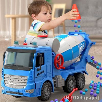 ▣₪♝ Modelo De Caminhão Misturador Engenharia Simulação Elétrica Transporter Inércia Cimento Concreto Música Leve Brinquedos Educativos Kid Boy
