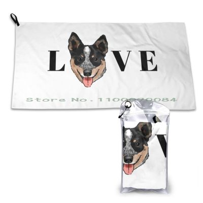 {Xiaoli clothing} Australian Cattle Dog Lover Blue Heeler Love Graphic Cattle Dog Smiling Cattle Dog น่ารักออสเตรเลียวัวสุนัขผ้าขนหนูแห้งเร็ว