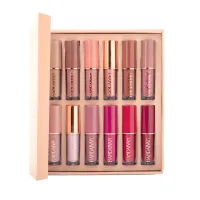 12PcsBox Matte Liquid Lipstick + High Shine Transparent Clear Lip Gloss Makeup Set Waterproof Long-Lasting Lipgloss Cosmetics