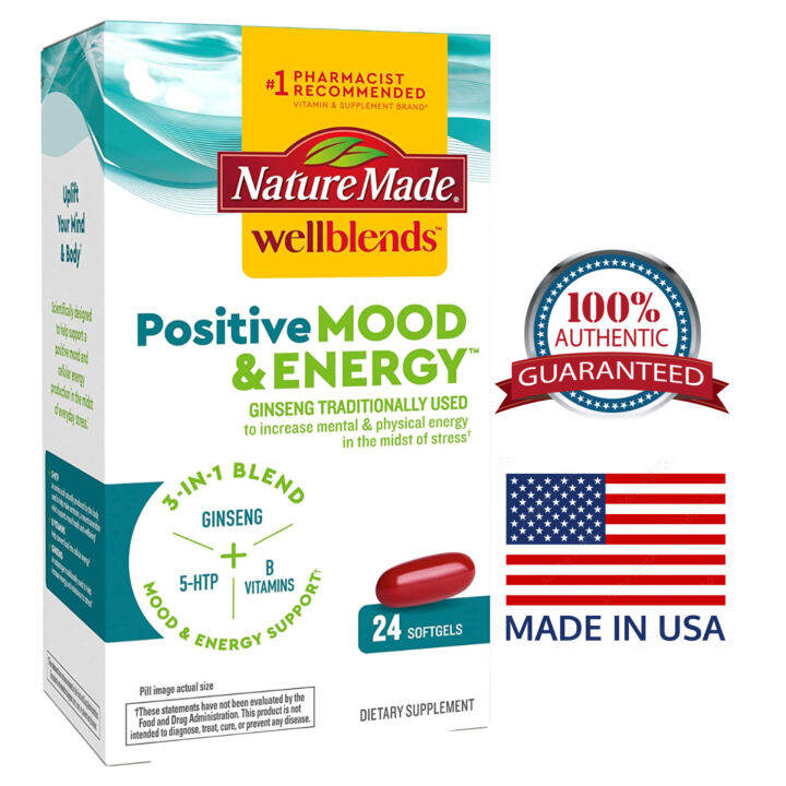 Nature Made Wellblends Positive Mood & Energy, 5HTP, Thiamin, Niacin