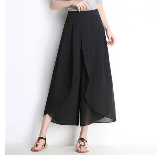 black chiffon pants