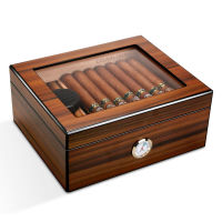 Cuba Ciggare Box ความจุมาก Humidor Hygrometer Cedarwood Ciger เคส