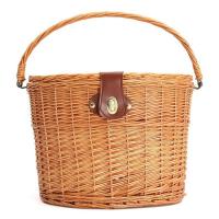 Bicycle Basket Front Handlebar Hand-Woven Wicker Bicycle Basket with Lid and Handle Multi-purpose Storage Baskets for Bicycle Scooter Picnic Beach great