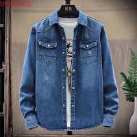 Senior Sense of Japanese Work Shirt Mens Long Sleeve Spring and Autumn Loose Shirt Trend Casual Denim Coat Clothes Tide 4XL