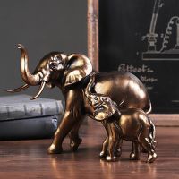 Mother and Child Elephant Crafts Resin Statue Retro Sculpture Ornaments Living Room Bedroom Desktop Decor Accessories