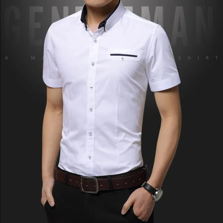 men-business-shirts-short-sleeve-formal-shirt-m-5xl-เสื้อเชิ้ตแขนสั้น-สีพื้น-สไตล์แฟชั่น-สำหรับผู้ชาย