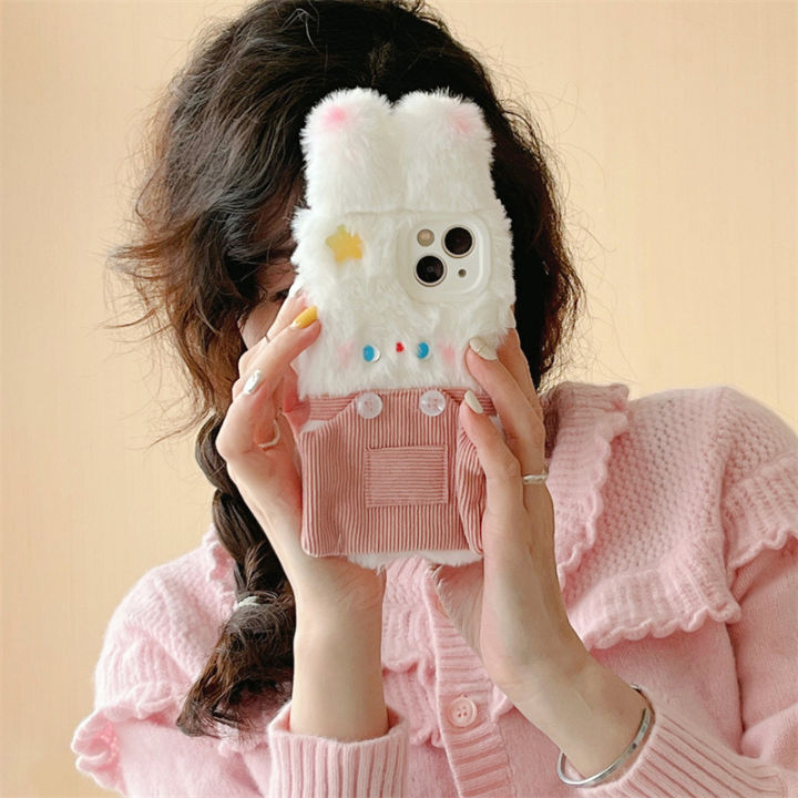 กระเป๋าใส่ผ้ากันเปื้อน-plush-rabbit-สำหรับ-iphone14-น่ารักตุ๊กตากระต่ายสีขาวขนาดเล็กสำหรับ-iphone12promax-กระเป๋าใส่กระต่ายสีชมพูสำหรับ-iphone-xs-xr-กระเป๋าใส่กระต่ายสีฟ้าสำหรับ-iphone13-กระเป๋าใส่กระ