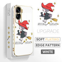 เคส PMP สำหรับ Honor 90 5G 90 Lite 5G ฟรีสายคล้องเคสลายการ์ตูนแม่มดน้อยขอบสี่เหลี่ยมเคสโทรศัพท์ชุบหรูหราเคสโทรศัพท์นิ่ม