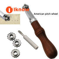 I Know Spacing Wheel American DIY Leather Handle ไม้,Cloth Scribing Wheel,Marking Wheel,Pching Wheel,Leather Wheel