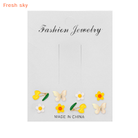 Fresh sky ชุดต่างหู8ชิ้นต่างหูดอกไม้ผีเสื้อผลไม้หลากสีสำหรับผู้หญิงเครื่องประดับแฟชั่นเครื่องประดับสำหรับของขวัญเล็กๆที่สร้างสรรค์