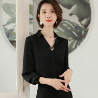 Professional Shirt Women Chiffon Temperament Long Sleeve Blouses Work Wear New Spring Fashion V Neck Plus Size Formal Tops