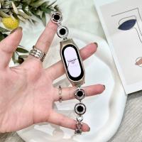 สายรัดสำหรับ Xiaomi Mi Band 8 7 6 5สายรัดข้อมือแฟชั่นไมค์โอปอลสายข้อมือโลหะหินสำหรับ Miband 5 6 3 4สายนาฬิกาข้อมือ Correa twzhvj