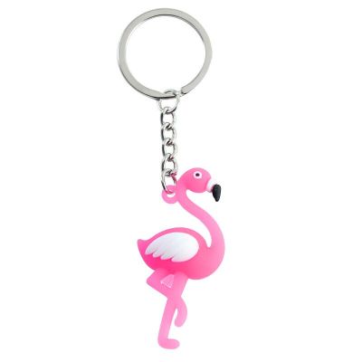 Cute Girls Tiny Silicone Flamingo Keychain For Women Rubber Bird Couple Key Chain On Bag Car Trinket Jewelry Wedding Party Gift Key Chains