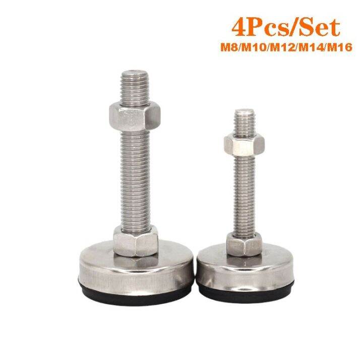 4pcs-stainless-steel-fixed-adjusting-furniture-foot-with-m8-m10-m12-m14-threaded-rubber-seat-anti-slip-damping-guard-glide-pad-furniture-protectors-re