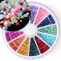 500PCS Multi-Color 3Dแบนครึ่งรอบไข่มุกจำลองDIYตกแต่งเล็บ