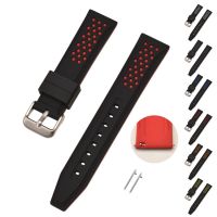 ❖ 20mm 22mm 24mm 26mm Two-tone Silicone Watch Band Women Men Sport Bracelet Universal Mechanical Strap Soft Rubber Watchbands