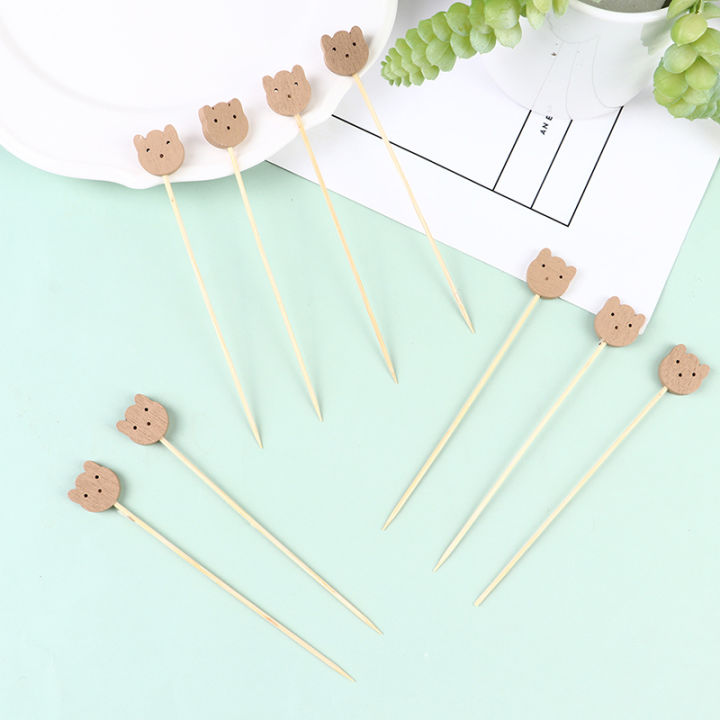 lowest-price-mh-100pcs-ตกแต่ง-toothpicks-bear-cocktail-sticks-ตกแต่งตกแต่งผลไม้