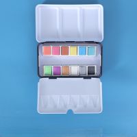 Artist Tin Box Solid Watercolor Paint 24 Colors Student College-level Large Pearlescent Color Fountain Pen