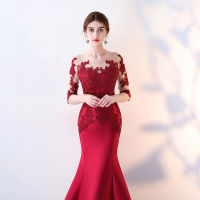 【MonDresses】ชุดราตรีสตรี2023ใหม่เป็นเจ้าภาพการแสดงที่จัดเลี้ยง Fishtail ชุดราตรียาวบางเจ้าสาวแต่งงานขนมปังปิ้งเสื้อผ้า