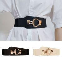 【CW】 Fashion Wide Waist Seal Belts Elastic Band Big Gold Buckle Belt Ladies Decoration Coat Sweater Girdle Cummerbunds Gift