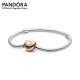 Pandora Sliver Heart Clasp Snake Chain Bracelet เครื่องประดับ สร้อยข้อมือ สีโรส โรส สร้อยข้อมือสีโรส สร้อยข้อมือโรส สร้อยข้อมือหัวใจ หัวใจ ชาร์ม
