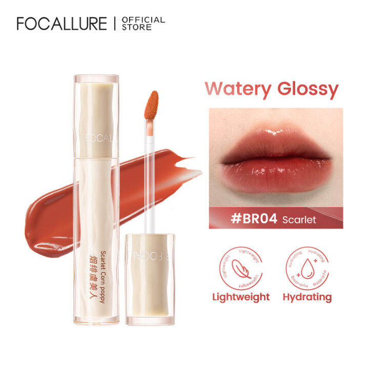 Focallure Waterydewy Glossy Lip Tint Lip Gloss Nonsticky Lock Color