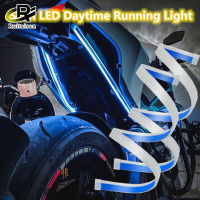 DRL ไฟ LED ติดรถมอเตอร์ไซด์,แถบไฟหน้ากันน้ำไฟส่องสว่างสำหรับการขับขี่เวลากลางวันไฟเลี้ยวสีเหลือง