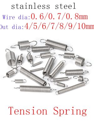 5pcs/lot 0.6mm/0.7mm stainless steel Tension spring with O hook extension spring free lengh 15-120mm Electrical Connectors