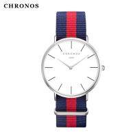 {Miracle Watch Store} CHRONOS Men Women Unisex Watches Nylon Striped Strap Fashion Ultra Thin Couple Wrist Watches Large Simple Dial Relogio Masculino