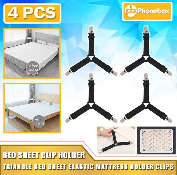 1PC / 4PCS Triangle Bed Mattress Sheet Corner Clips 4pcs Grippers ...