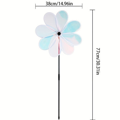 กังหันลมของเล่นดอกไม้พืชสวนเด็กฟิล์มสีสะท้อนแสงขนาด25/30/38ซม. สำหรับ Xinyi3กังหันลมเปลี่ยนสีได้กังหันลม PVC สามารถเปลี่ยนสีได้