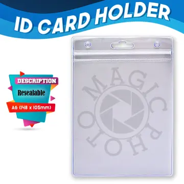 5pcs Vertical Clear Plastic Zip Lock ID Card Name Business Badge Holders Case
