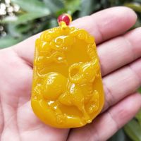 Zheru jewelry natural yellow dragon jade sheep pendant necklace exquisite jewelry best gift