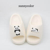 New styleSUNNY COLOR การ์ตูนแพนด้ารองเท้าแตะผู้หญิงสวมใส่ด้านนอก 2023 รองเท้าแตะก้นหนาแบบใหม่สำหรับฤดูร้อน