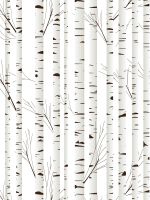 Peel And Stick Removable Handpainting Watercolor Black/White Birch Tree Self Adhesive Prepasted Wallpaper For Bedroom Wall Decor