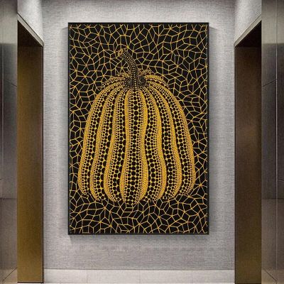 Yayoi Kusama บทคัดย่อฟักทองผ้าใบภาพวาดโปสเตอร์และภาพพิมพ์-Modern Wall Art รูปภาพสำหรับตกแต่งห้องนั่งเล่น