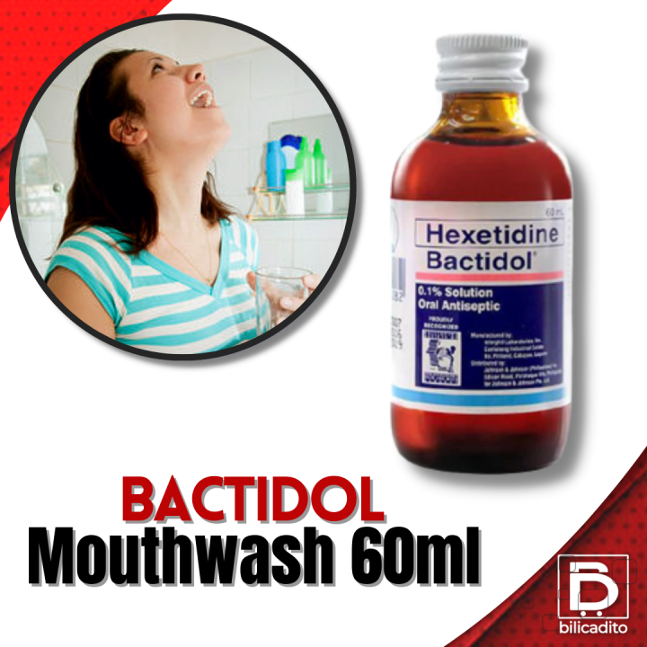 Bactidol Hexetidine Mouthwash 60ml - Germ Defense, Fresh Breath, Oral ...