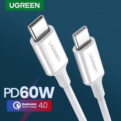 Ugreen PD 60W USB C ถึง Type-C สาย QC4.0 3.0ชาร์จอย่างเร็วโอนถ่ายข้อมูลสำหรับ Macbook Samsung S20 S9 Huawei P30
