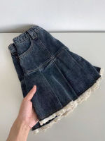 HOUZHOU Blue Denim Skirt Women Lace Patchwork Y2k Pleated Mini Skirts Korean Fashion Slim High Waist A-line Casual Streetwear