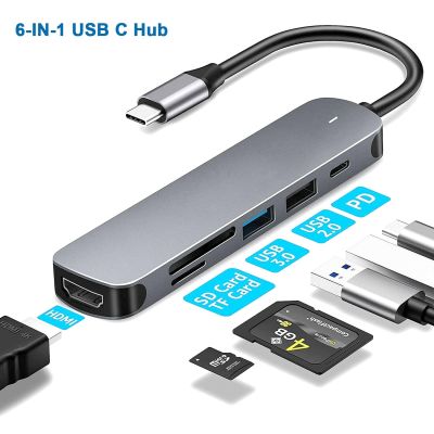 ฮับ USB C สำหรับ IPad อะแดปเตอร์ MacBook Air Pro 100W PD ดองเกิล USB C เป็น HDMI กับ USB 3.0 Sd/ ตัวอ่านบัตร TF Thunderbolt 3 Type C Feona