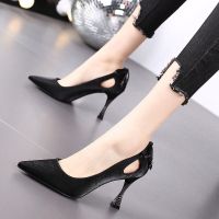 Ladies temperament high heels stiletto pumps womens style all-match professional single shoes名媛气质高跟鞋细跟浅口女鞋风百搭职业单鞋