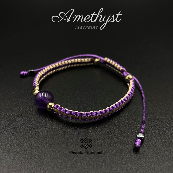 amethyst-macrame-สร้อยข้อมือหินนำโชคเชือกถัก-กำไลข้อมือหินนำโชคเชือกถัก-ชำระล้าง-ตื่นตัว-หยั่งรู้-handmade-stone-bracelet-เชือกถักข้อมือหินมงคล