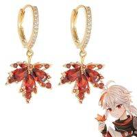 【hot】❖  Jogo genshin impacto kaedehara kazuha cosplay brincos feminino cristal maple folhas pingente orelha studs jóias acessórios presente