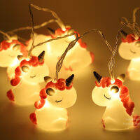 เด็กยูนิคอร์นห้องเด็กสัตว์สีชมพูยูนิคอร์นไฟเส้นชนิด LED วันหยุดไฟผนังหน้าต่างต้นไม้ไฟตกแต่งลานปาร์ตี้